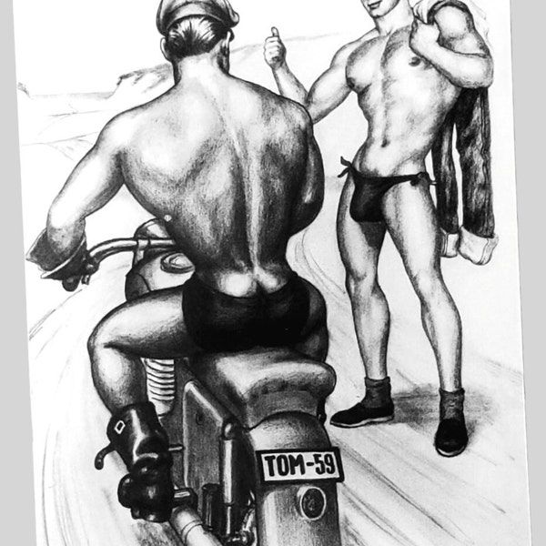 Tom Of Finland Art Print Gay Leather Daddy Cruising Handsome Men Décor Gay Boyfriend Birthday Gift