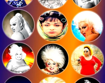 Divine Drag Queen Button Pin Set Pink Flamingos Movie Gay Icons LGBTQ Pinbacks Gay Male Birthday Gift Drag Queen Accessories Drag Queen Art