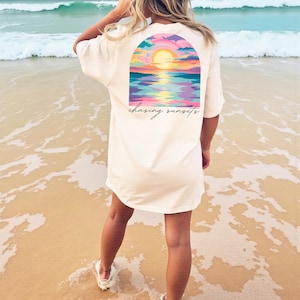 Coconut Girl Sunset Oversized t-shirt Comfort Colors summer vacation beach shirt Salty Mermaidcore tee for surfer Summer vibes Surf Tee