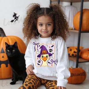 Cute Halloween Goose Sweatshirt for Girls, Coquette Shirts, Toddler Shirts, Retro Girls Outfit, Trendy Fall Sweatshirt for Kids