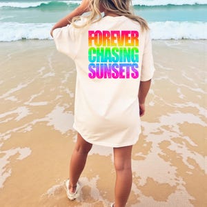 Coconut Girl Sunset Oversized T-shirt Comfort Colors Summer Vacation Beach Shirt Salty Mermaidcore Tee For Surfer Summer Vibes Surf Tee