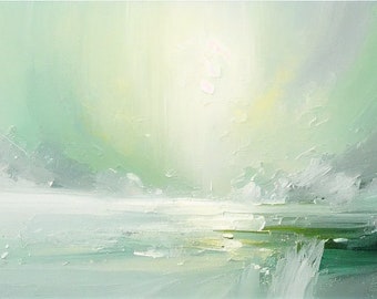 Abstract landscape green white gray.