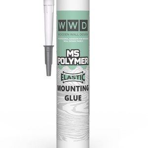 Elastische montagelijm van MS-polymeer. Lijm voor houten wandpanelen.