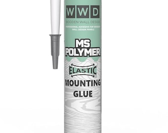 May include: A white tube of WWD MS Polymer Elastic Mounting Glue. The tube has a green label with the text "WWD Wooden Wall Design Professional Adhesive for Wooden Wall Design Panels MS Polymer Elastic Mounting Glue".