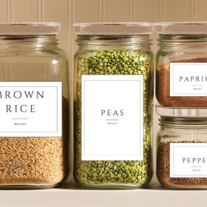 Pantry jar labels templates, minimalist kitchen organisation, various size editable and printable templates, instant digitial download