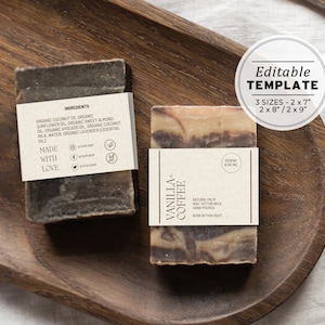 Editable Soap Label Template Canva, Soap Band Template, Soap Bar Labels Printable, Soap Labels Packaging