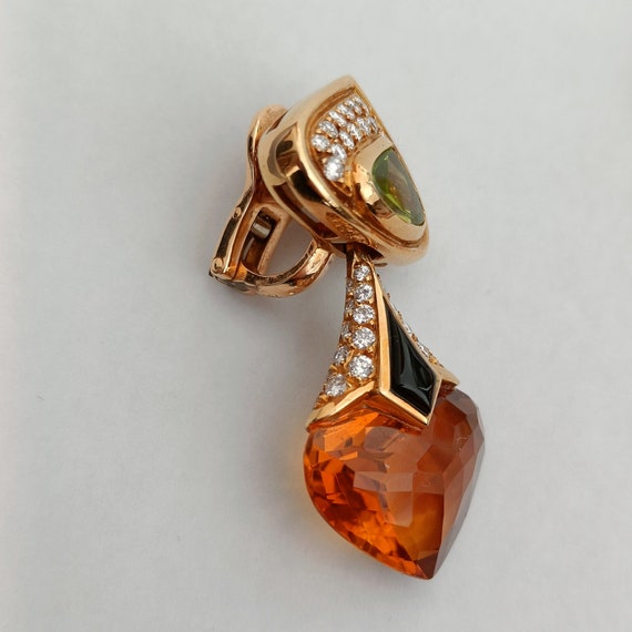 Marina B Earrings 18k Yellow Gold, Peridot, Diamo… - image 4
