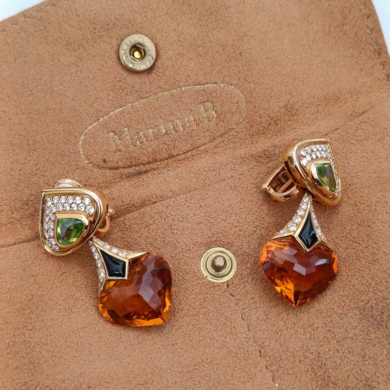 Marina B Earrings 18k Yellow Gold, Peridot, Diamo… - image 8
