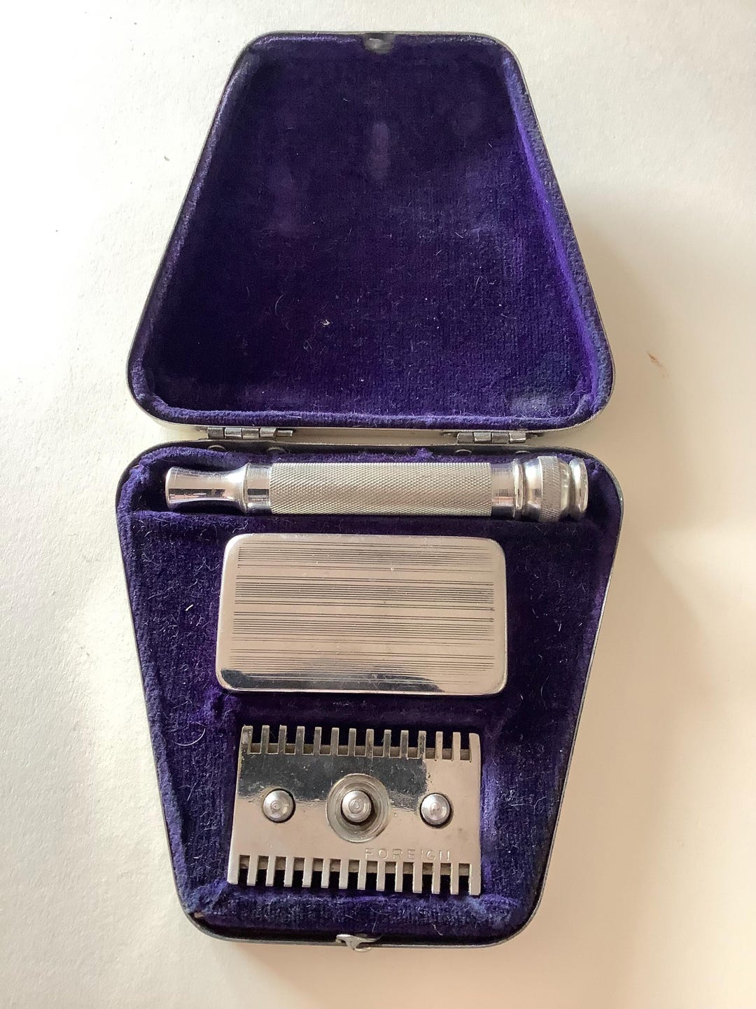 Antique 3-hole Safety Razor Set: Silver Plated Case, German Made - Etsy