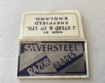 Lama di rasoio e involucro 'Silversteel' J Stead Sheffield degli anni '30