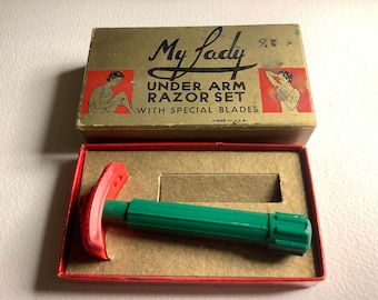 Maquinilla de afeitar de baquelita My Lady, años 30, en caja.