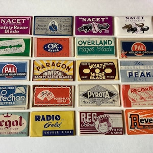 &quot;20 verschiedene Vintage Rasierklingen & Verpackungen &quot;&quot;England &#39;C&quot;&quot;&quot;