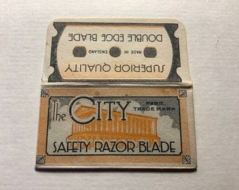Lama di rasoio vintage e involucro 'City' Kirby Beard Birmingham Inghilterra