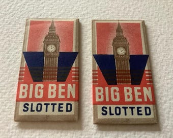 Lamette da barba vintage e involucri x 2 'Big Ben' con fessura Inghilterra