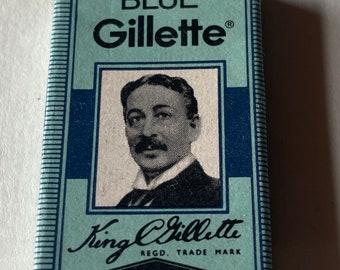 Unopened Gillette Blue Blades | King C. Gillette Portrait