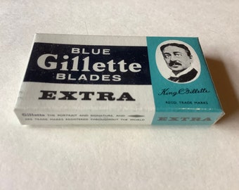 Vintage Razor Blades Full Box 'Gillette Extra 5 Pack Cello Wrapped England