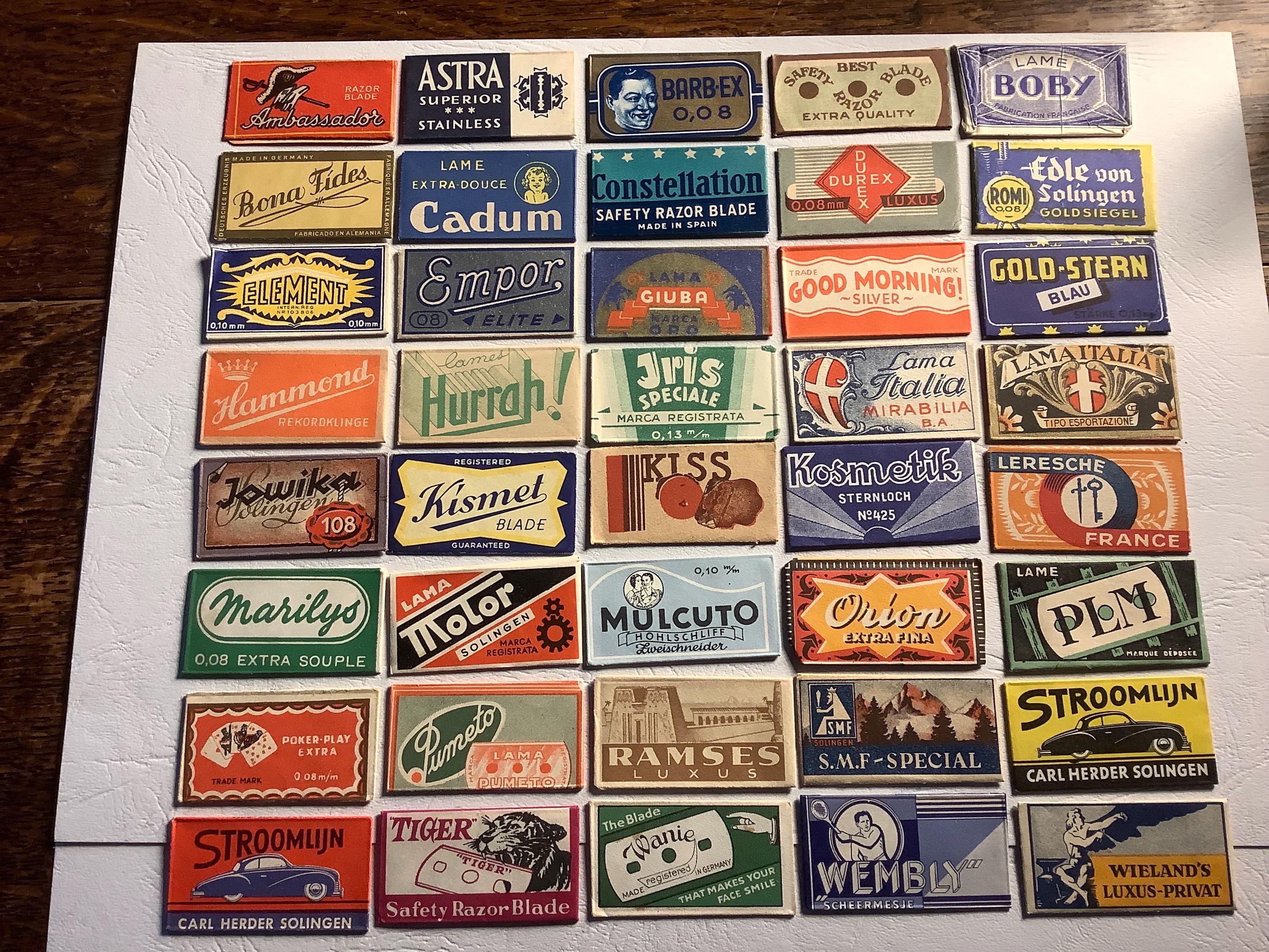Vintage Razor Blades & Wrappers X 40 Different' Europe 2nd