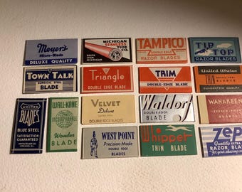 Lamette da barba vintage a doppio taglio e involucri x 16 diverse USA