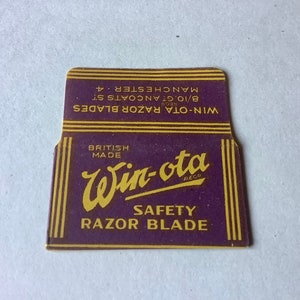 Vintage Razor Blade & Wrapper &#39;Win-ota&#39; England Early Version