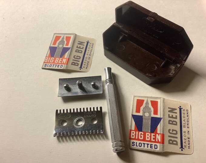 Souplex Big Ben Safety Razor Set in Art Deco Bakelite Box With Blades ...