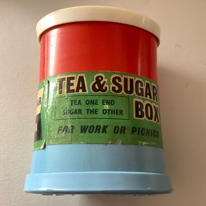Vintage Tea & Sugar Box c. 1960&#39;s soft Plastic A Shape Product Made in England