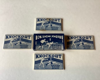 Lamette da barba vintage 'Knockout' FC Cartledge Blue Boxing, scatola completa