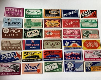 Vintage Razor Blades & Wrappers x 30 Different' Europe M-W