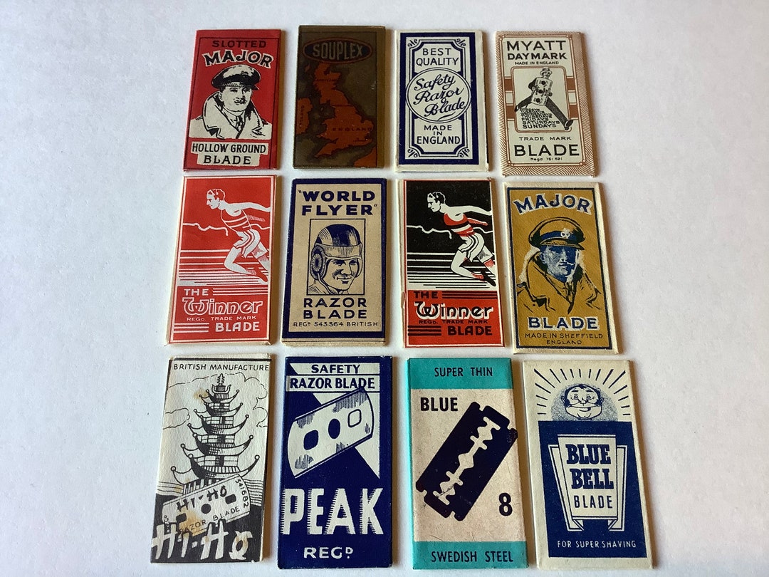 Used Razorblade Labels Vintage Razor Blades & Wrappers 'various' X 12 Different' England - Etsy