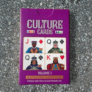 Cartes culturelles (cartes à jouer multiculturelles) à l'encre dorée et argentée