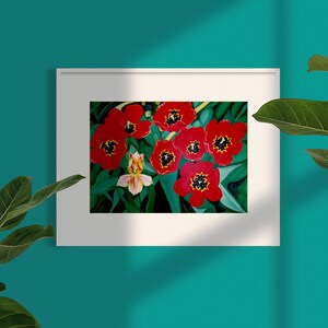 Floral Art Print or card &quot;Thoughtful Tulips&quot;