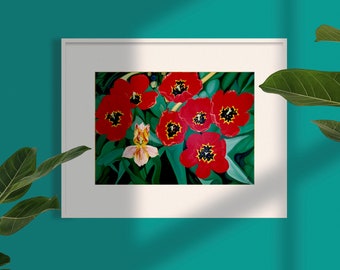 Floral Art Print or card "Thoughtful Tulips"