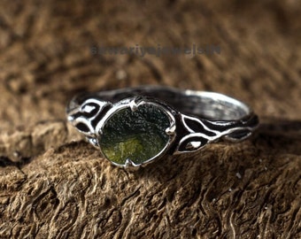 Man & Women Silver Moldavite Ring, Unique Moldavite Ring, Authentic Moldavite, Handmade Ring, Christmas gift, 925 Silver Ring, gift for her