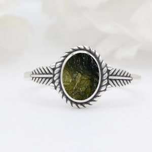 Handmade Silver Ring, Moldavite Ring, meteorite ring, Authentic Moldavite, Handmade Ring, Christmas gift, 925 Silver Ring, gift for her
