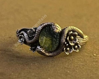 High Vibration Genuine Raw Moldavite Silver 295 Ring, Energized Moldavite Jewelry, Healing Moldavite, Best Gift For Self, Moldavite Gemstone