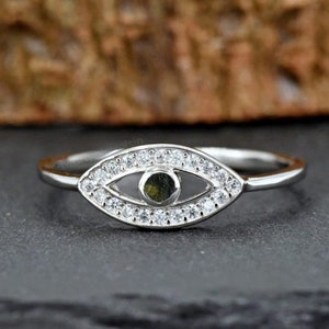 Authentic Moldavite Ring: 925 Sterling Silver, Handmade Meteorite Ring