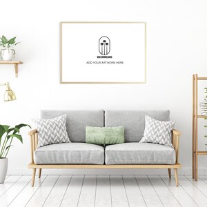Wall Mock Up For Framed Artwok - Lounge room wall with oak frame