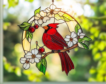 Red Cardinal Acrylic Ornament Window Hanging Red Bird Suncatcher Cardinal Bird ornament Decor Personalize Cardinal Gifts