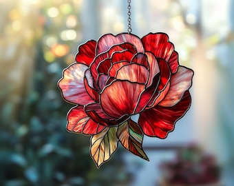 Personalize peony ornament  acrylic Window Decor, Gift For Her Peony Lover Gardening Lover peony Gardener Gift November birth flower