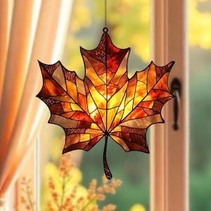 Ahorn Blatt Acryl Ornament Herbst Blatt Ahornblatt Ornament Fensterschmuck, kanadisches Ahornblatt, Herbst Dekor, Herbst Dekor, Glas Herbst Blatt