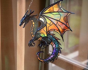 Draak Acrylornament Mysterie Draak Raam Opknoping Halloween Woondecoratie Kerstdecor Cadeau Fantasie Draak Herfst Seizoen Kerstcadeau