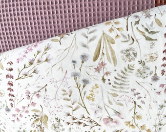 Tissu en coton popeline pastel fleurs sauvages certifié EN71-3