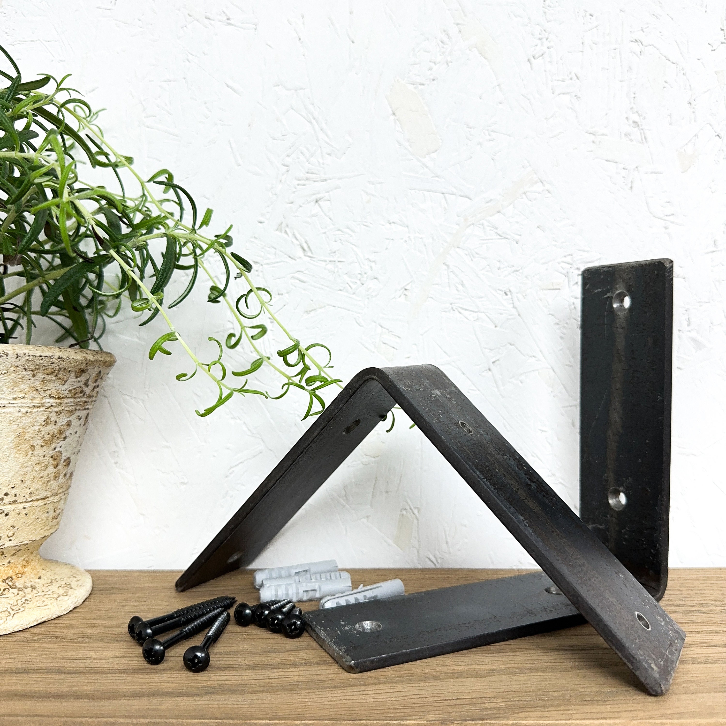 Live Edge Oak Floating Shelf With Brackets Handmade Using Etsy