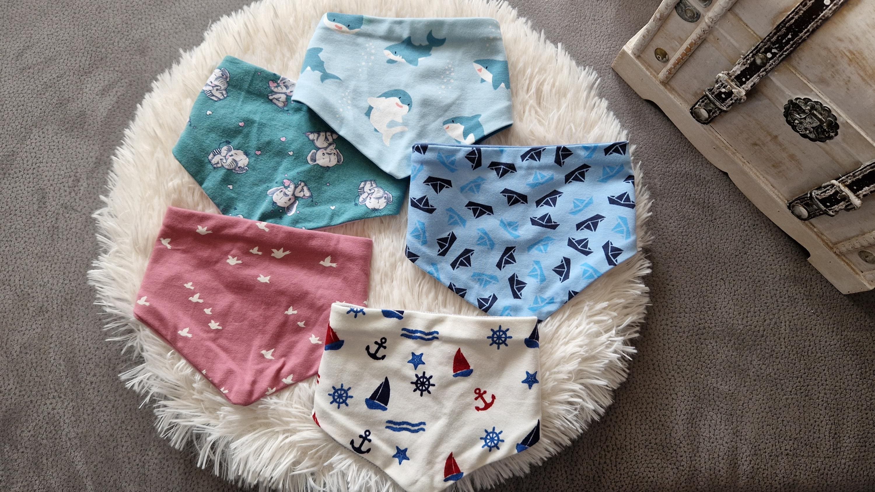 Bufandas infantiles, varios diseños, espalda: lisa, cierre a presión en la espalda, reversibles, paños para eructar, edad de 3 meses a 3 años, jersey