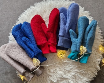Felted wool gloves, boiled wool, cotton cuffs, mittens, winter gloves, various colors/sizes, children's and adult sizes, single layer