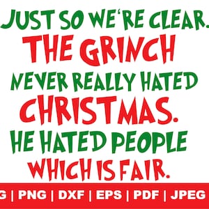 The Grinch Svg, The Grinch heeft nooit echt gehaat kerst Svg, grappige kerst Svg, vakantie Svg, winter Svg, cadeau voor haar, gesneden bestanden Cricut