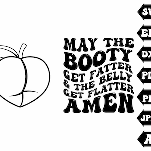 Moge de buit dikker worden en de buik platter worden Amen SVG, golvende SVG, fitness SVG, volwassen humor SVG, trendy SVG, clipart, SVG gesneden bestand Cricut