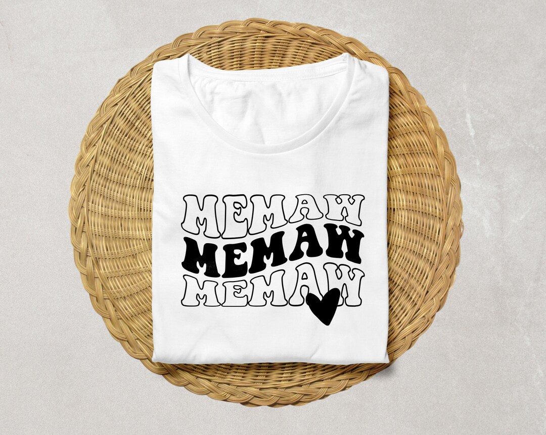 Memaw Svg, Retro Memaw Svg, Retro Wavy Text Svg, Gift for Her, Heart