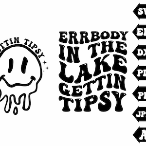 Errbody On The Boat Getting Tipsy Svg, Wavy Svg, Retro Wavy Text, Adult Humor Svg, Funny Quote Svg, Summer Svg, Clipart,Svg Cut Files Cricut