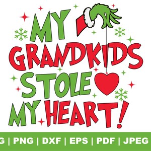 Meine Enkelkinder stahlen mein Herz Svg, WeihnachtsSvg, Feiertags Svg, Winter Svg, Geschenk für sie, Sublimationsdesign, Clipart, Png geschnitten Dateien Cricut