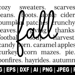 Palavras de Outono Svg, Suéteres Aconchegantes Svg, Halloween Svg, Temporada Assustadora Svg, Halloween Retro Svg, Ação de Graças Svg, Arquivos de Corte Cricut, Silhueta